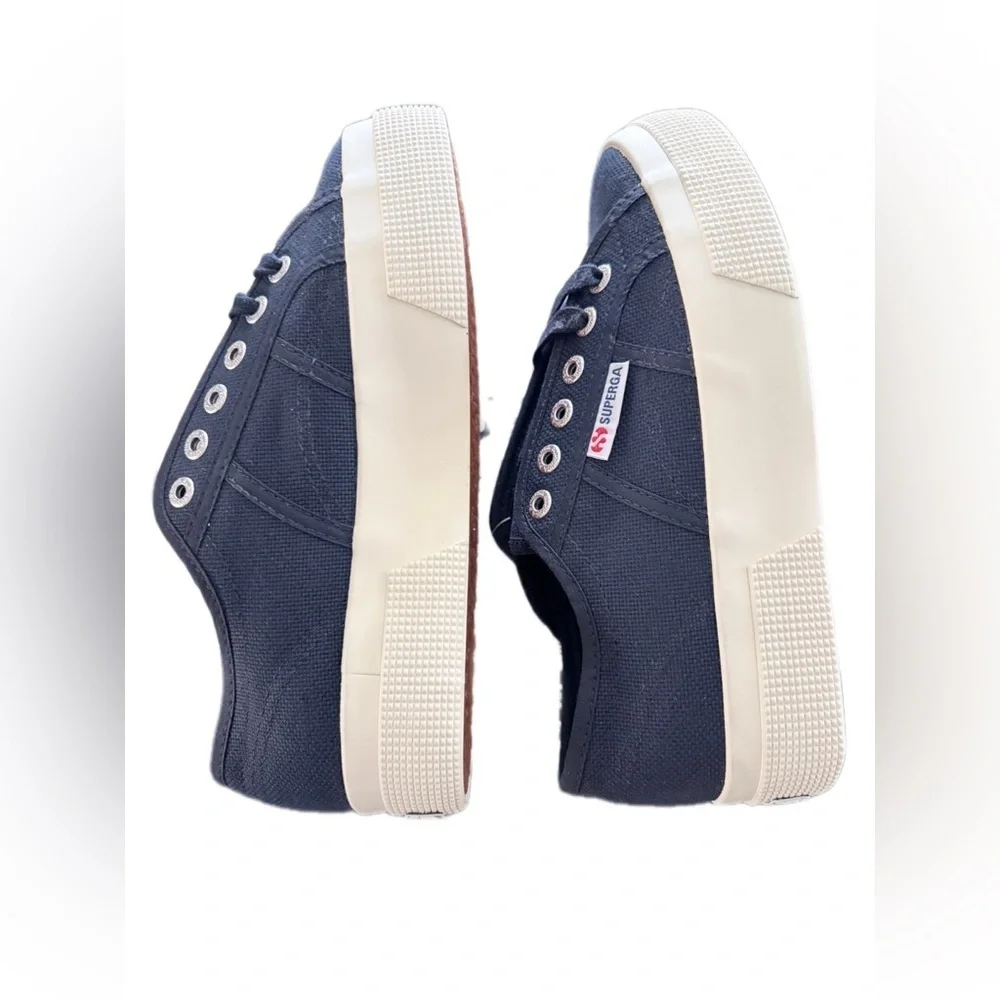 Superga Navy Platform Sneakers